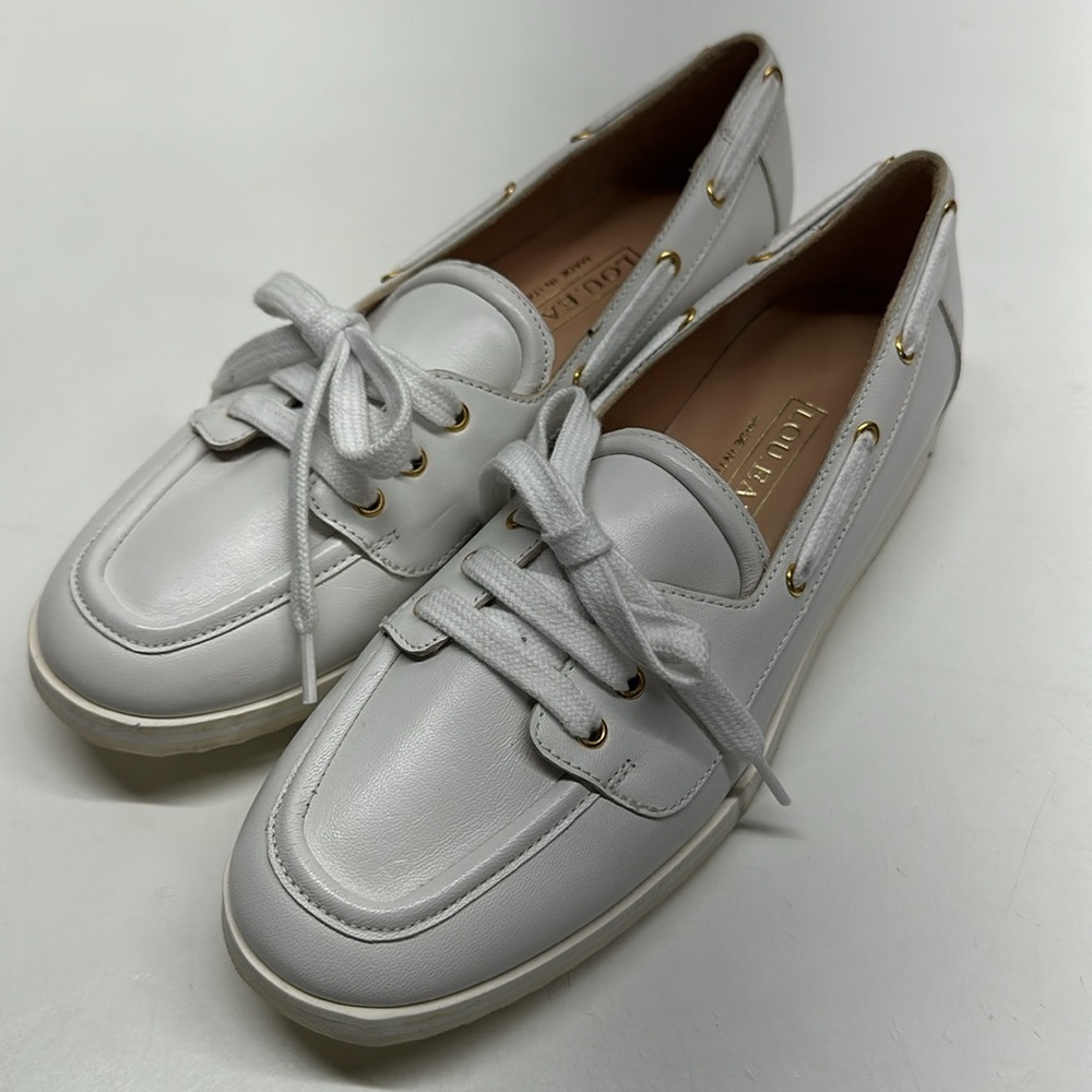LOU.EARL Lou Early Audrey White Loafers Shoes Leather Boat Shoes Size 36 6